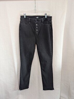 PAIGE Hoxton Ankle Peg Jeans Black Button Fly Stretch Size 29 Premium Denim